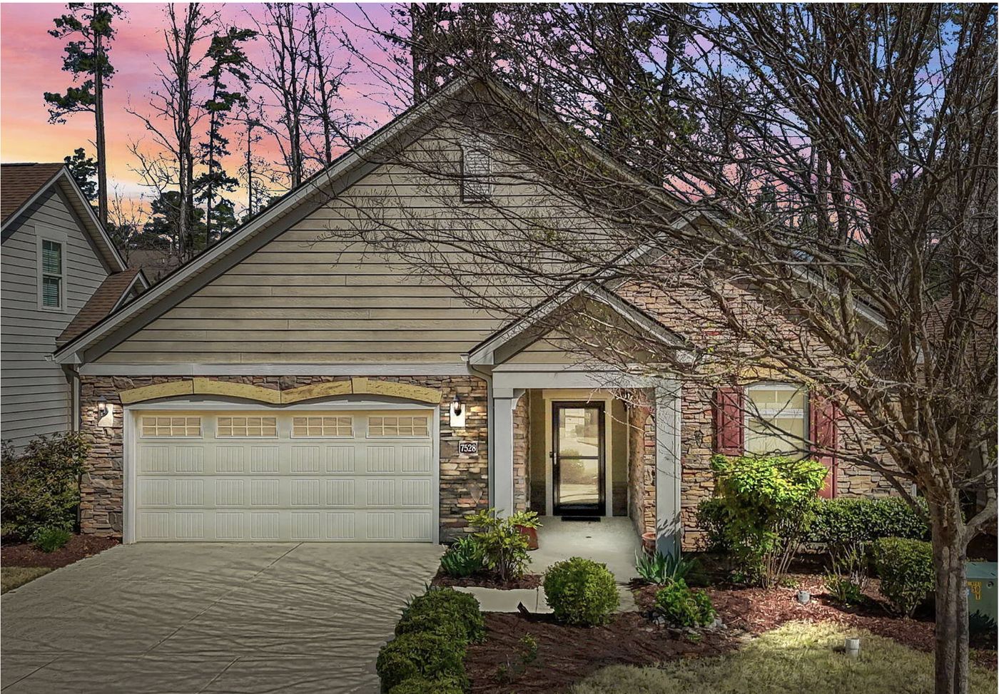 7528 Courtyard Place, Cary at dusk